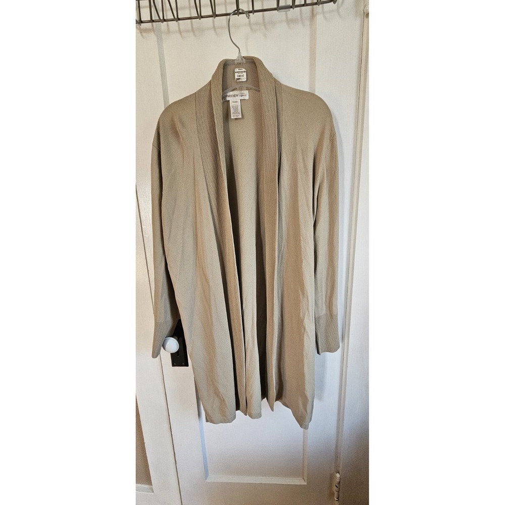 NWT Jones New York Metropoli‎ Duster knit Cardigan women XL stone with Belt